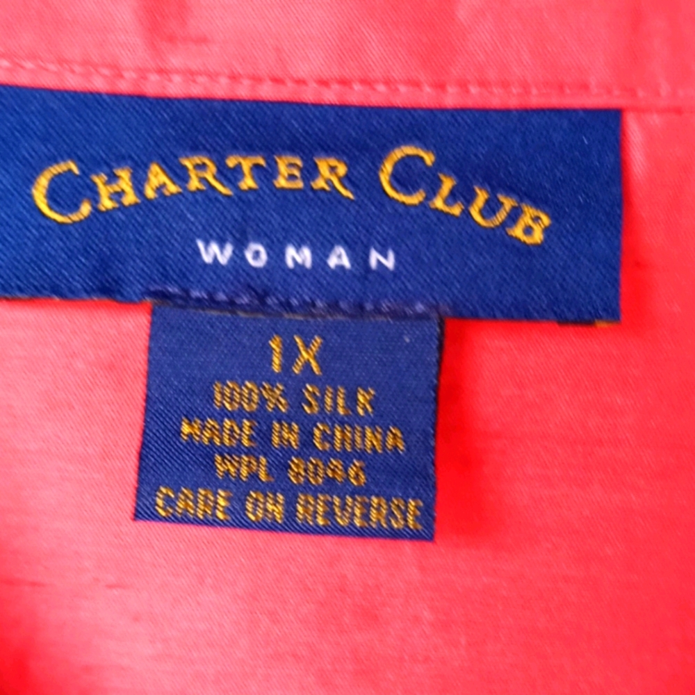 Charter Club 100% silk blouse 1x